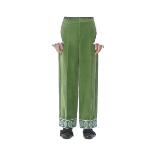 Valentino Garavani Jacquard-Hem Straight Leg Trousers