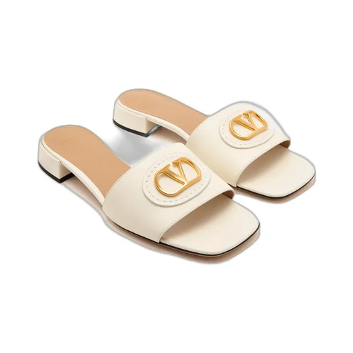 Valentino Vlogo Plaque Square Open Toe Sandals