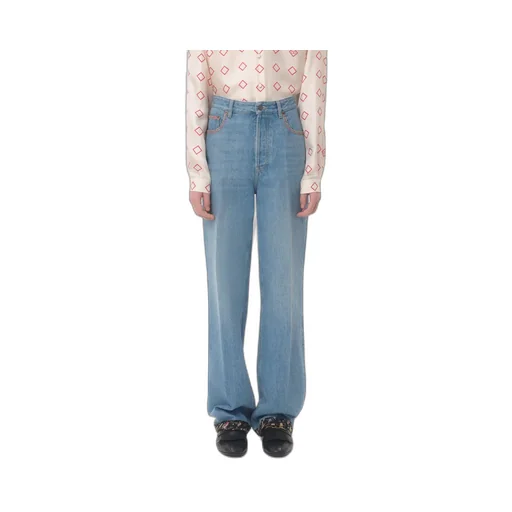Valentino Floral Trim Straight Leg Jeans
