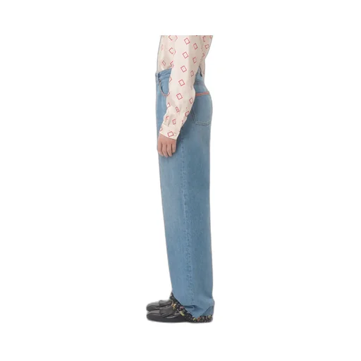 Valentino Floral Trim Straight Leg Jeans