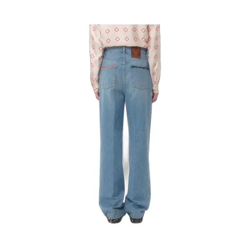 Valentino Floral Trim Straight Leg Jeans