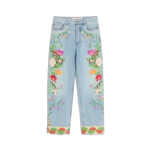Valentino Floal Embroidered Tapered Jeans