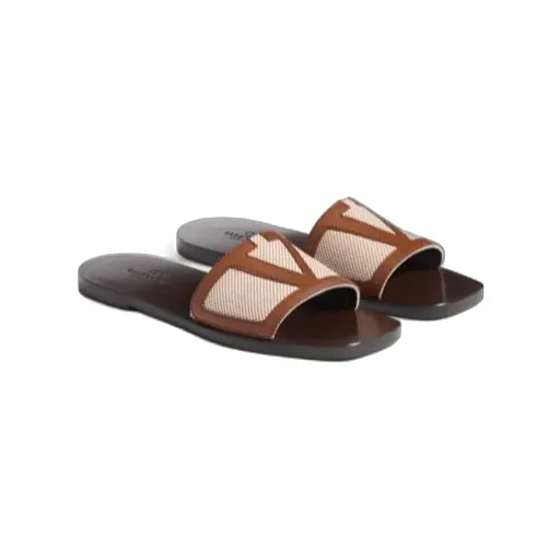 Valentino Logo Patch Slip-On Sandals