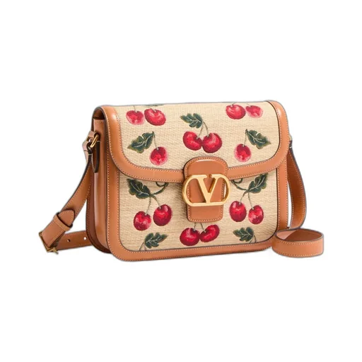 Valentino Garavani 9To5 Shoulder Bag In Synthetic Jacquard Raffia