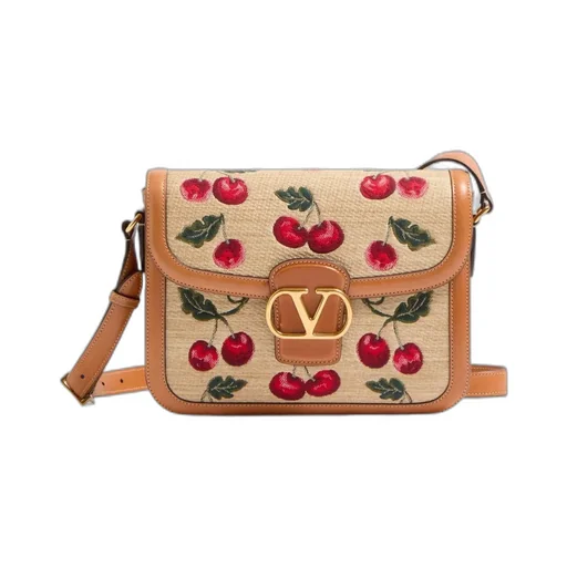 Valentino Garavani 9To5 Shoulder Bag In Synthetic Jacquard Raffia