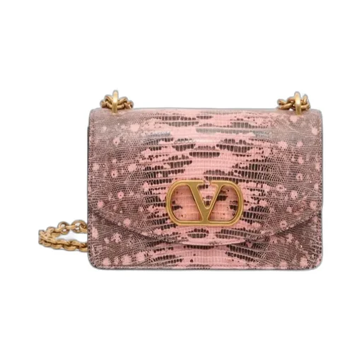 Valentino Vain Vlogo Plaque Foldover Top Shoulder Bag