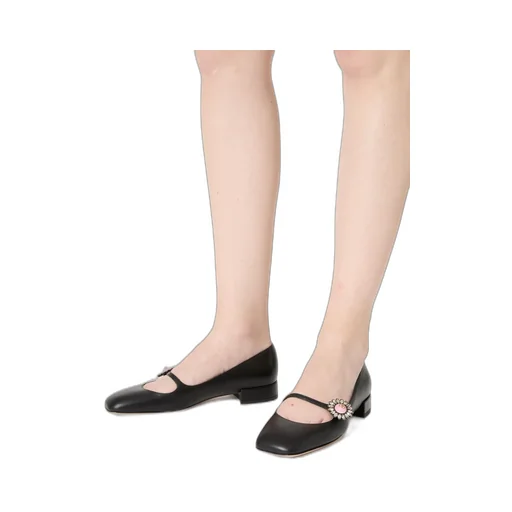Valentino Preshoes Embellished Square Toe Ballet Flats