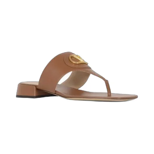 Valentino Vlogo Plaque Square Open Toe Slides
