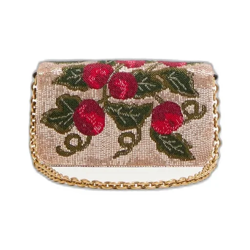 Valentino Garavani Vain Embroidered Shoulder Clutch With Cherryfic Pattern