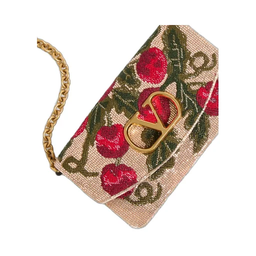 Valentino Garavani Vain Embroidered Shoulder Clutch With Cherryfic Pattern