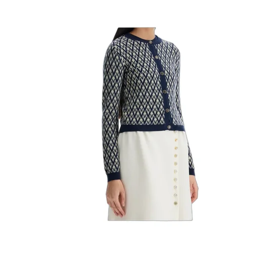 Valentino Garavani Toute La V-Jacquard Knit Cardigan