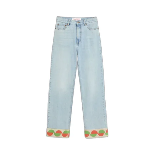 Valentino Jacquard-Trim Straight Leg Jeans
