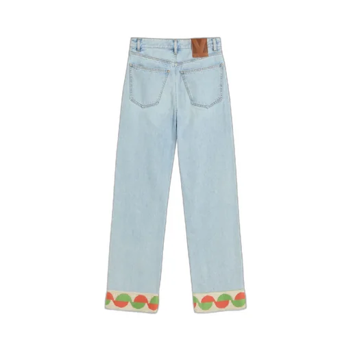 Valentino Jacquard-Trim Straight Leg Jeans