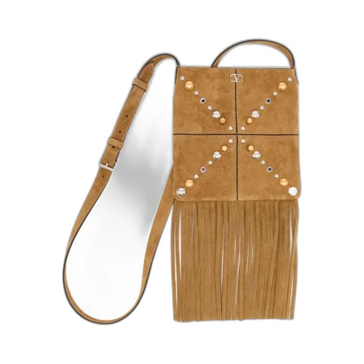 Valentino Garavani NellcÔTe Small Shoulder Bag In Suede With Fringes