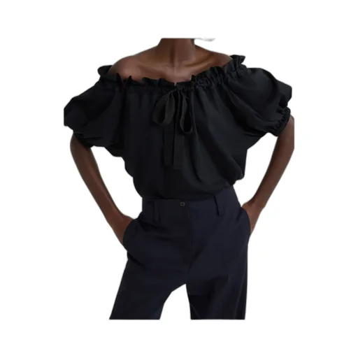 Patou Drawstring Puff-Sleeve Top
