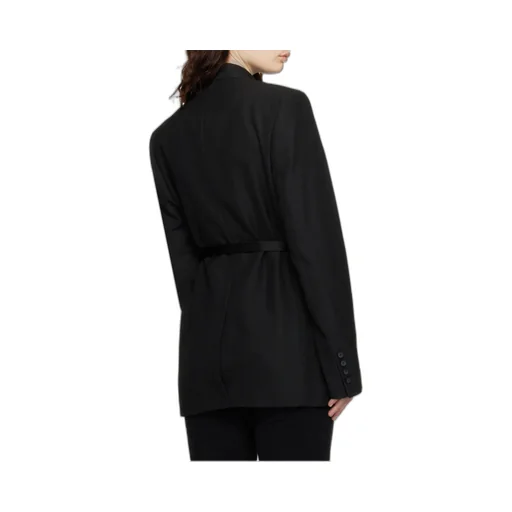 Satin-Lapels Wrap Blazer