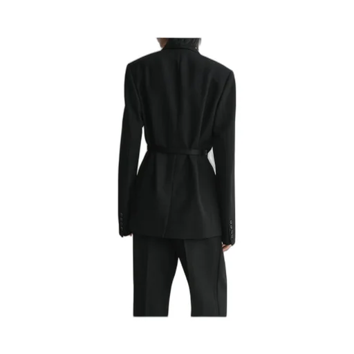 Satin-Lapels Wrap Blazer