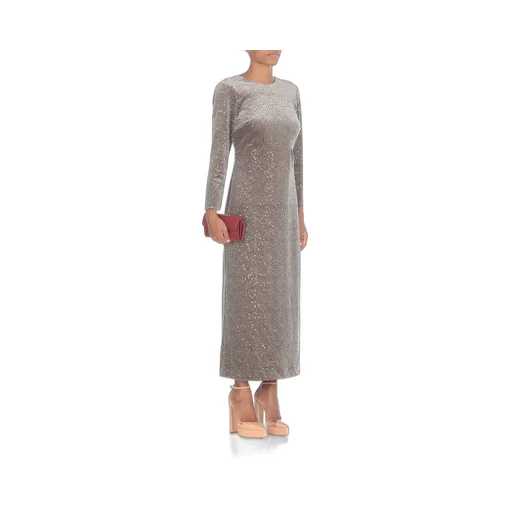 Sequin-Embellished Velvet Midi Dress