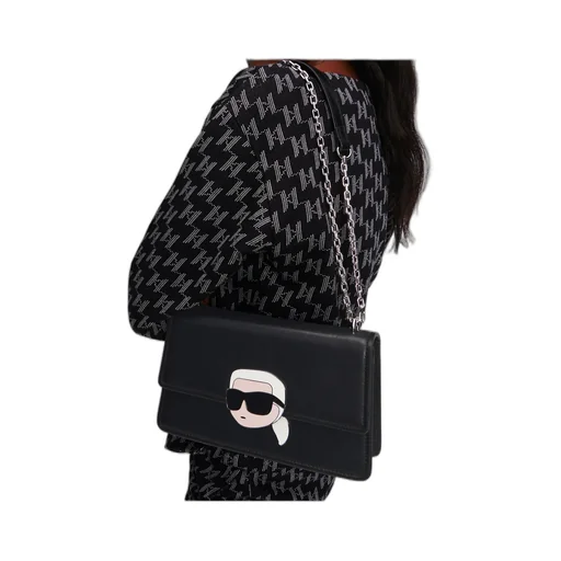 Karl Ikonik Leather Shoulder Bag