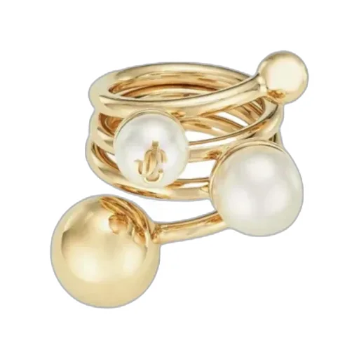 Jimmy Choo Logo Pearl Detailed Ring