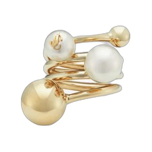 Jimmy Choo Logo Pearl Detailed Ring