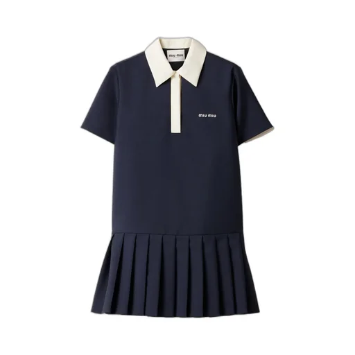Miu Miu Logo-Embroidered Pleated Dress