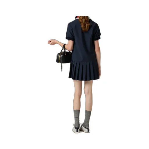 Miu Miu Logo-Embroidered Pleated Dress