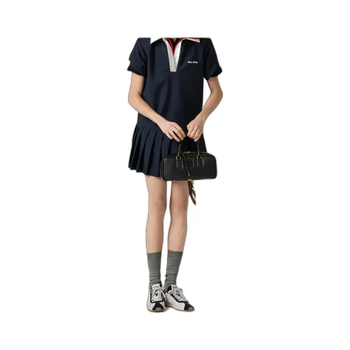 Miu Miu Logo-Embroidered Pleated Dress