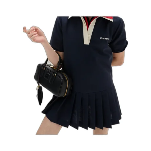 Miu Miu Logo-Embroidered Pleated Dress