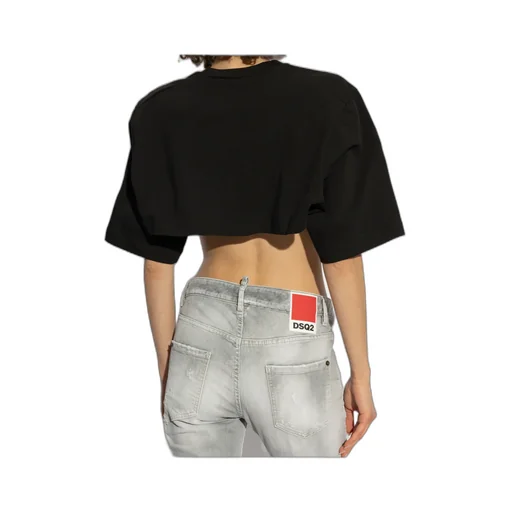 Dsquared2 Logo Embossed Cropped T-Shirt