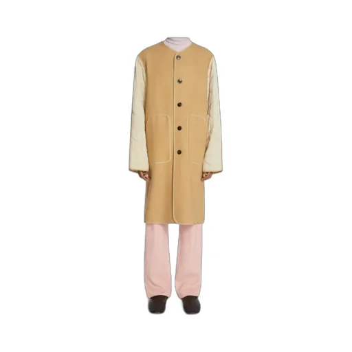 Collarless Wool Coat