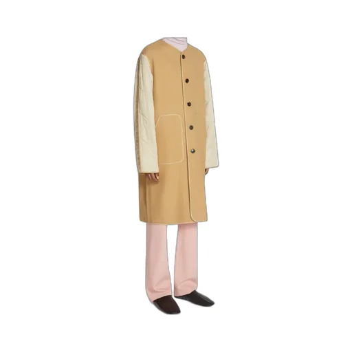 Collarless Wool Coat