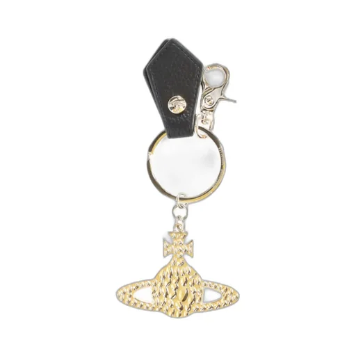 Orb-Embellished Leather Keyring