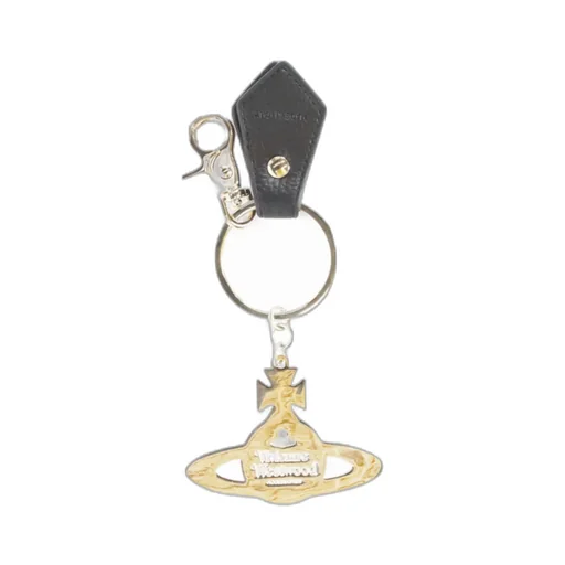 Orb-Embellished Leather Keyring