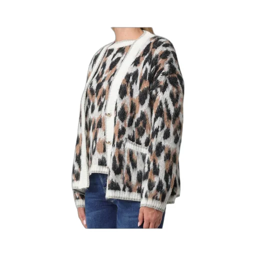 Leopard-Intarsia Knit V-Neck Cardigan