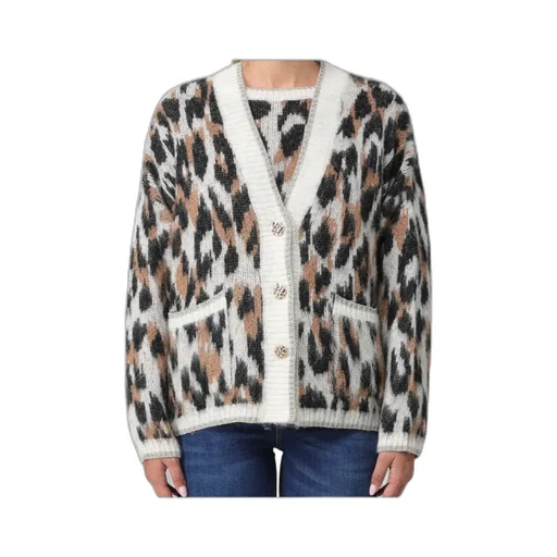 Leopard-Intarsia Knit V-Neck Cardigan