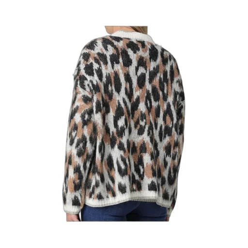 Leopard-Intarsia Knit V-Neck Cardigan
