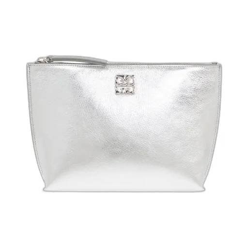 Givenchy Liquid Logo Plaque Metallic Clutch Bag
