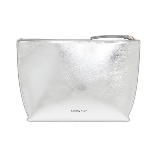 Givenchy Liquid Logo Plaque Metallic Clutch Bag