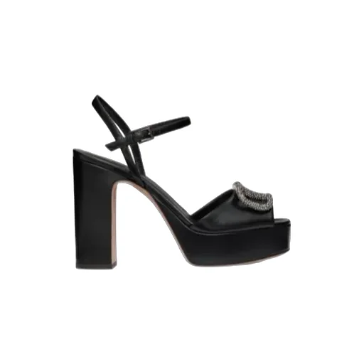 Sandal With Vlogo Signature Platform In Calfskin 115Mm