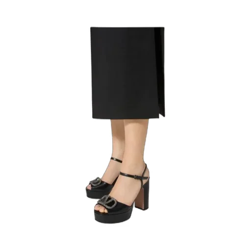 Sandal With Vlogo Signature Platform In Calfskin 115Mm