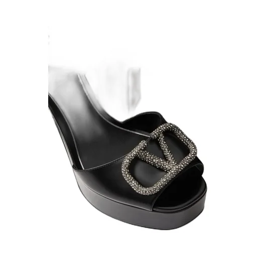 Sandal With Vlogo Signature Platform In Calfskin 115Mm