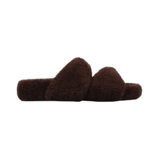 Aquazzura Twist Shearling Slip-On Sandals