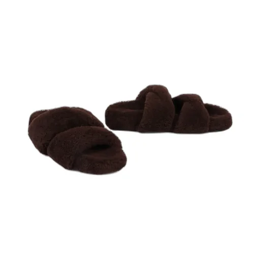 Aquazzura Twist Shearling Slip-On Sandals