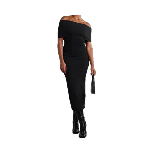 Off-Shoulder Ribbed Dress