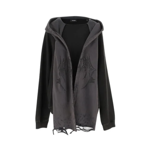 We11Done Distressed Muffler Hoodie