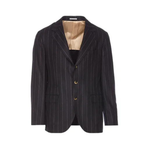 Brunello Cucinelli Single-Breasted Striped Tailored Blazer