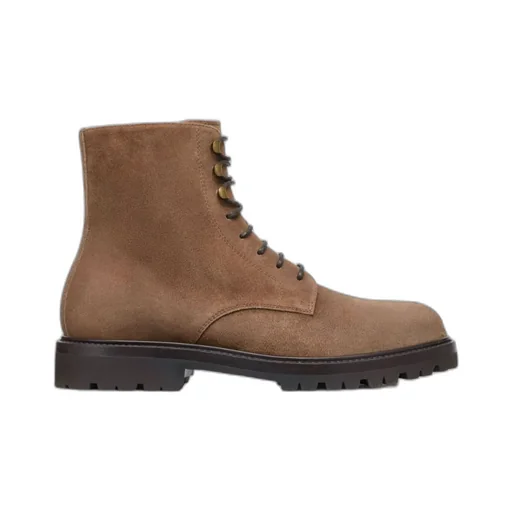 Lace-Up Suede Ankle Boots