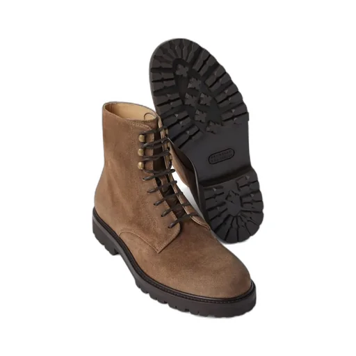 Lace-Up Suede Ankle Boots