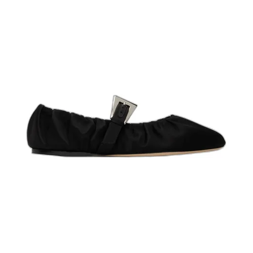 Paris Texas Sveva Plisse Buckle Ballet Flats